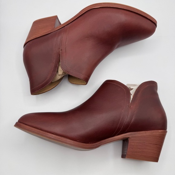 Nisolo Mia Women's 9 Ankle Boots Leather Heeled‎ Booties Burgundy Red - Picture 3 of 6